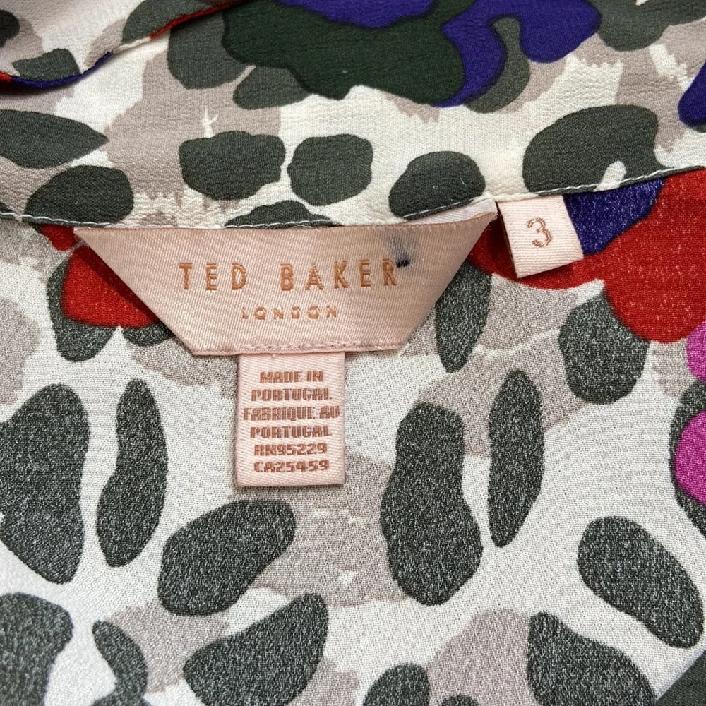 Ted Baker London Tie Neck V Neck Long Sleeve Blouse Size 3 (Ted Baker) 8 10 US